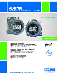 Thumbnail of document Data Sheet - PD6700 Vantageview NEMA 4X Loop-Powered Process & Level Meter